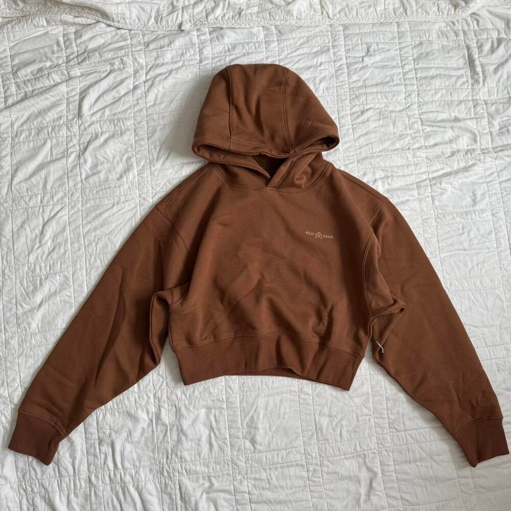 Raw‎ gear sz large Cinnamon brown cropped hoodie sweatshirt gorpcore minimalist